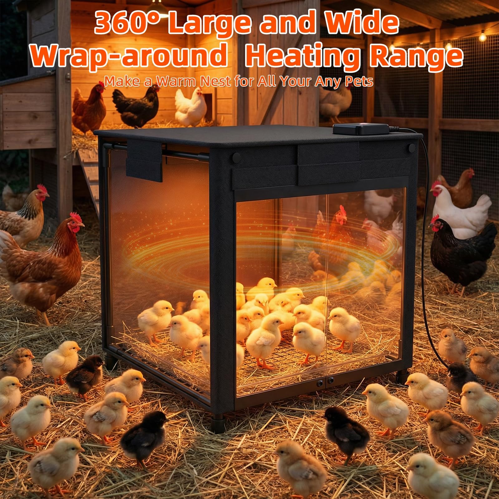 Baby Chick Brooder – Wärmender Aufzuchtkasten Mit 3-stufiger Heizung, Atmungsaktiv & Durchsichtig, 30x26x22 Cm, USB-Betrieb