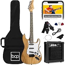 Best Choice Products 39in Full Size Beginner Electric Guitar Starter Kit w/Case, Strap, 10W Amp, Strings, Pick, Tremolo Bar - Natural