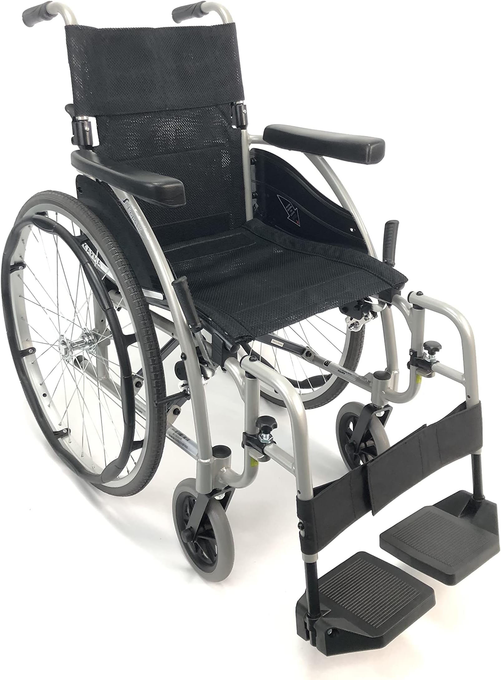 Karman 25 lbs Ergonomic Wheelchair with Removable Footrest, 16" Silver