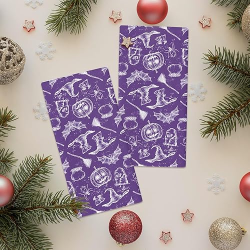 Miniatura 2 de Toallas de cocina Happy Halloween púrpura absorbente toalla de cocina suave toalla de mano calabaza bruja murciélago reutilizable lavable paño de