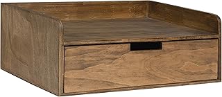 Kate and Laurel Kitt Floating Shelf Side Table with Drawer, Rustic Brown