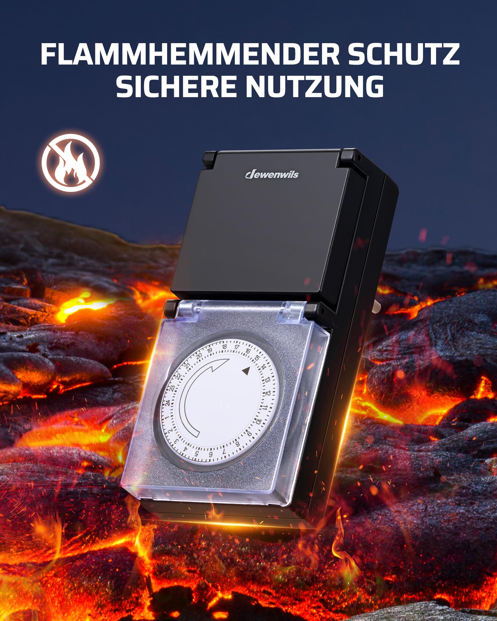 DEWENWILS Timer meccanico da esterno, Timer analogico da esterno con protezione impermeabile IP44, a prova di bambino e protettivo per giardino