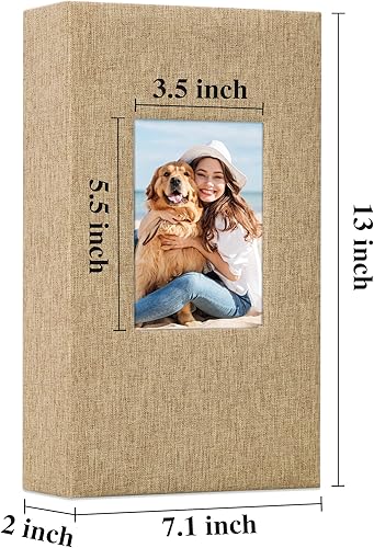 Miniatura 6 de Vienrose - Álbum de fotos de lino con 300 bolsillos de 4 x 6 pulgadas, cubierta de tela, para bodas, familias, aniversarios y bebés