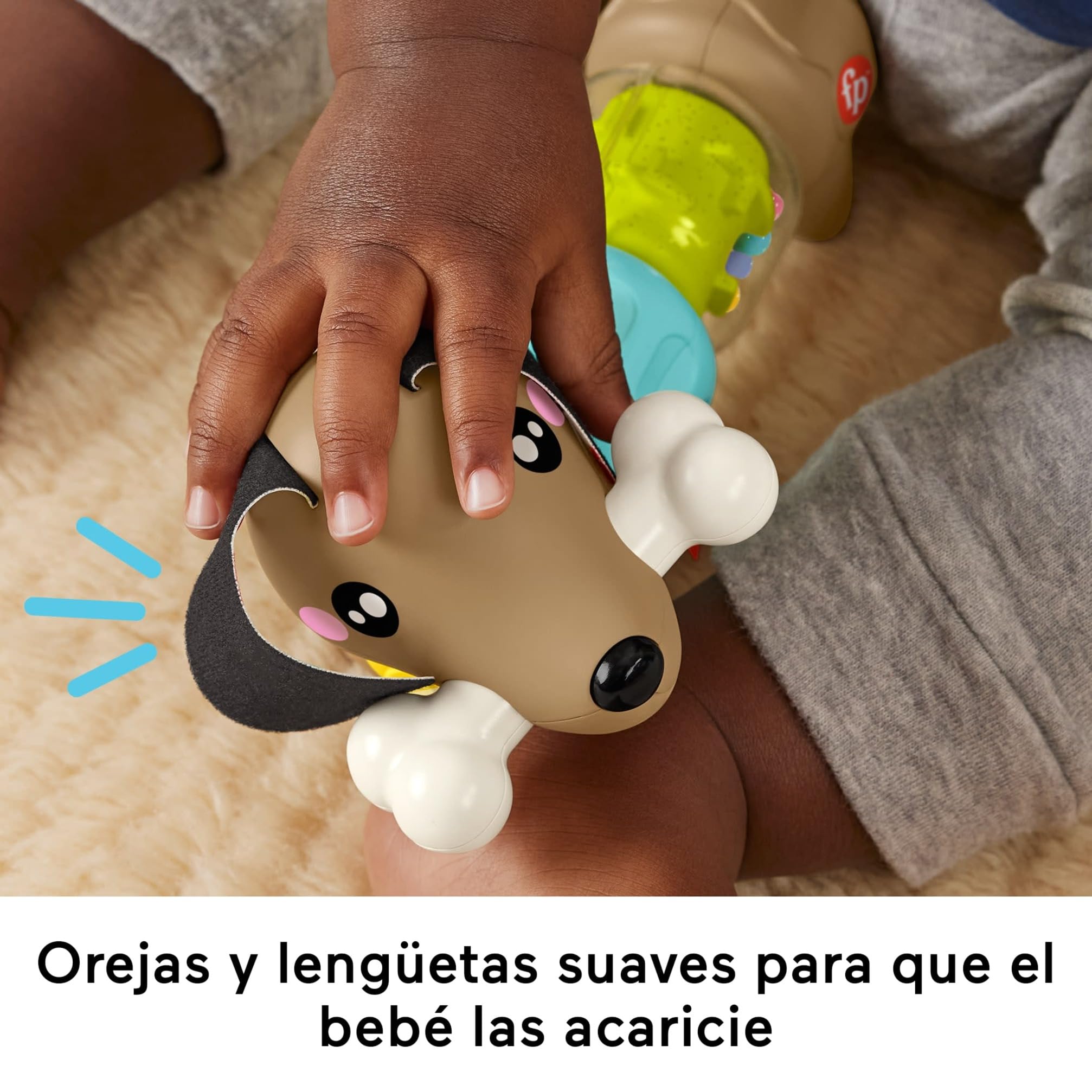 Fisher-Price Perrito de actividades con sonidos y giros, juguete que ayuda a la motricidad con diferentes texturas y colores, para bebés +6 meses (HTW91) — view 5