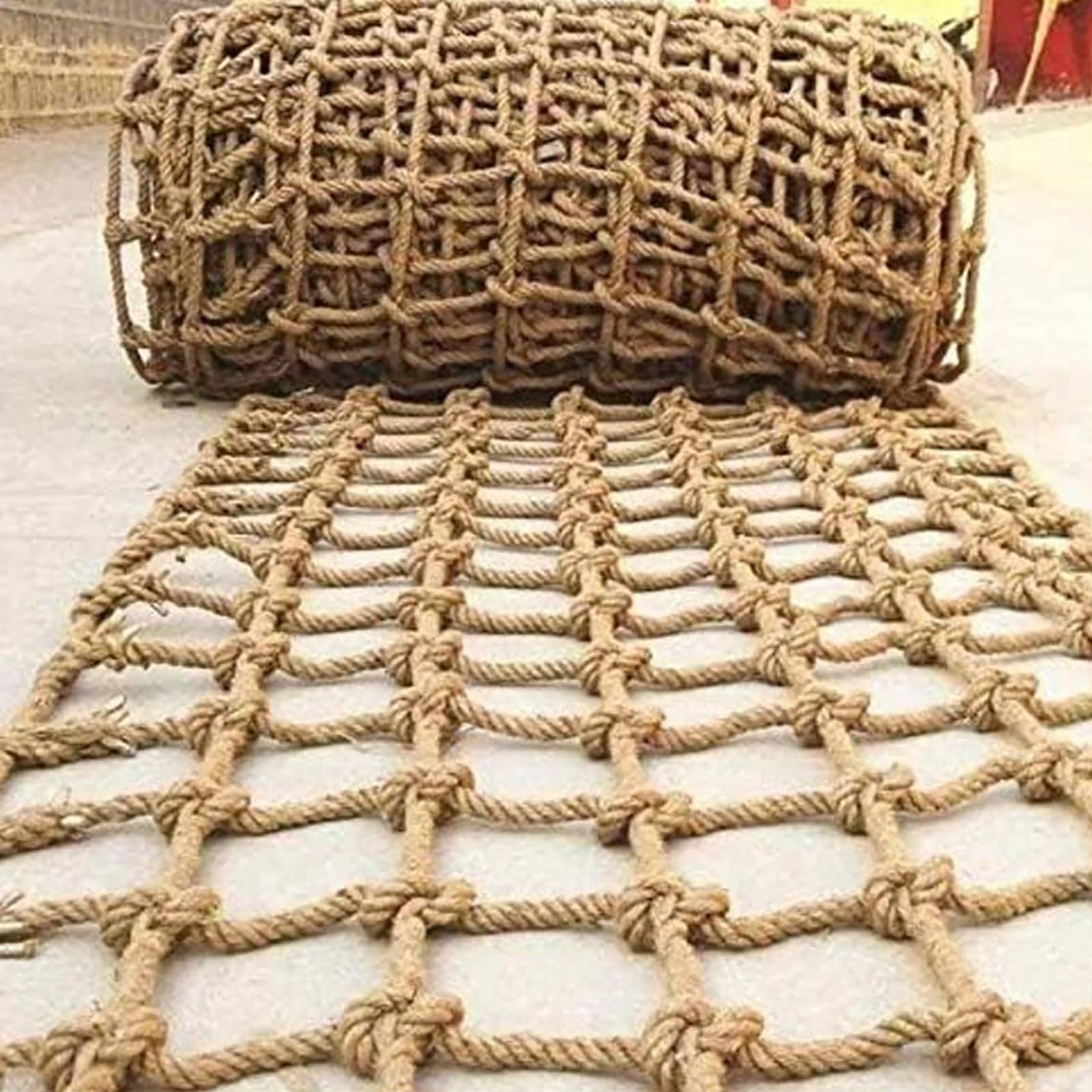 GLDYTVF Jute Support Netting, Handmade Sturdy Climbing Mesh, Climbing Protection for Indoor/Outdoor Play Areas, Customizable (4x4m, 12mm)