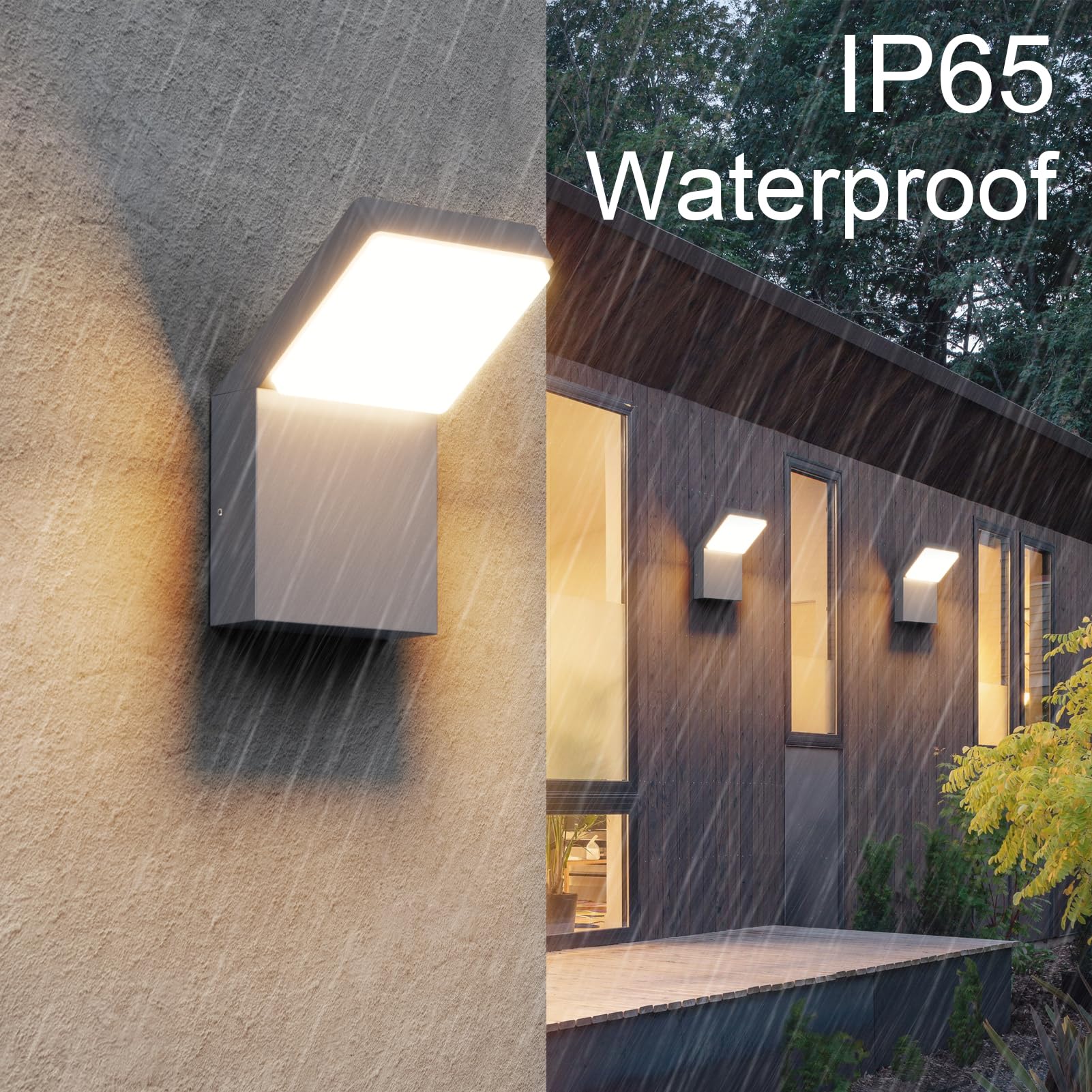 Klighten 24W LED Apliques Pared Exterior Interior, IP65 Impermeable Apliques Exterior, Luz de pared Moderno para Jardines Pasillo Terraza, 1500 Lumen, Blanco Cálido 3000K, Antracita