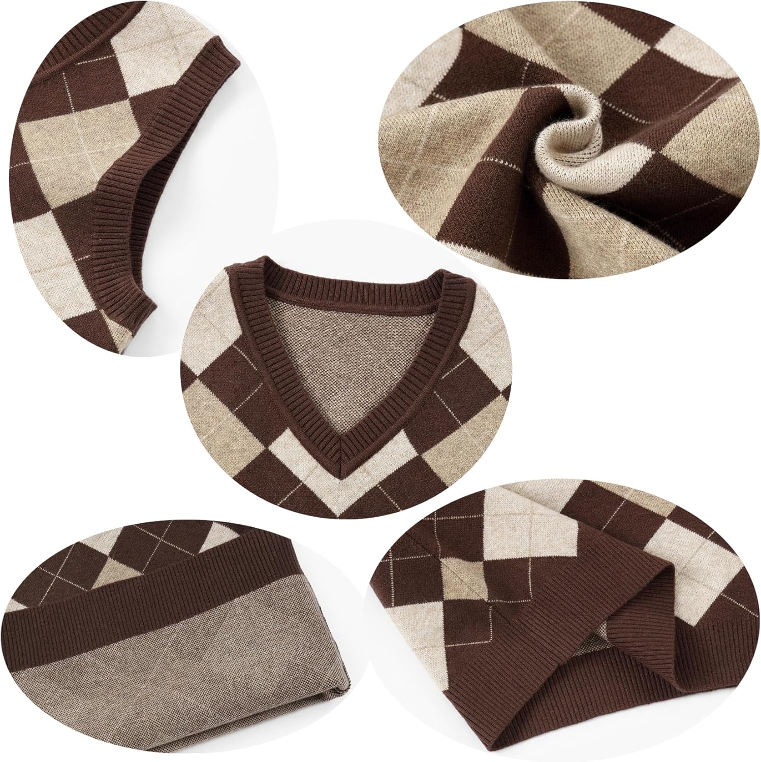 Boys Sweater Vest V Neck Argyle Sleeveless Uniform Knit Plaid Kids Clothes - Image 5