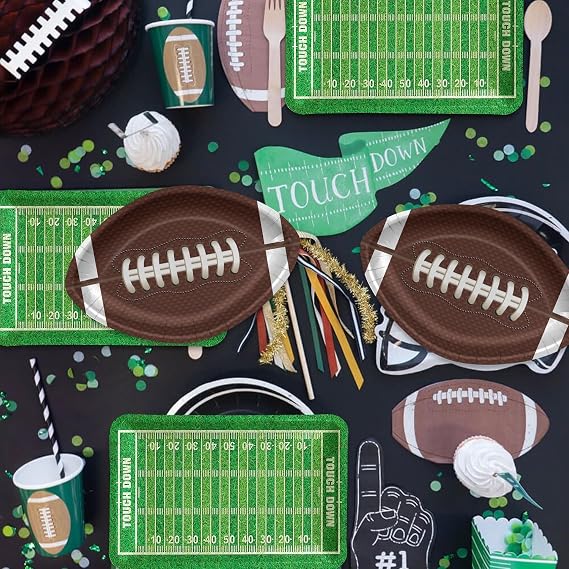 Football Plates, Football Party Decorations Football Party Plates Disposable Paper Plates for Kids Men Football Birthday Party Tailgate Party Football Game Day (40)
