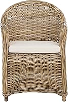 Safavieh Zane Natural Wicker Rattan Club Chair - Airy Transitional Design for Living Room & Bedroom
