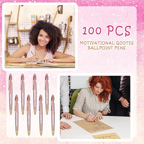 Miniatura 4 de 100 bolígrafos Boss Lady con citas a granel, regalos de inspiración a granel, bolígrafos retráctiles de punta media con tinta negra, regalos de
