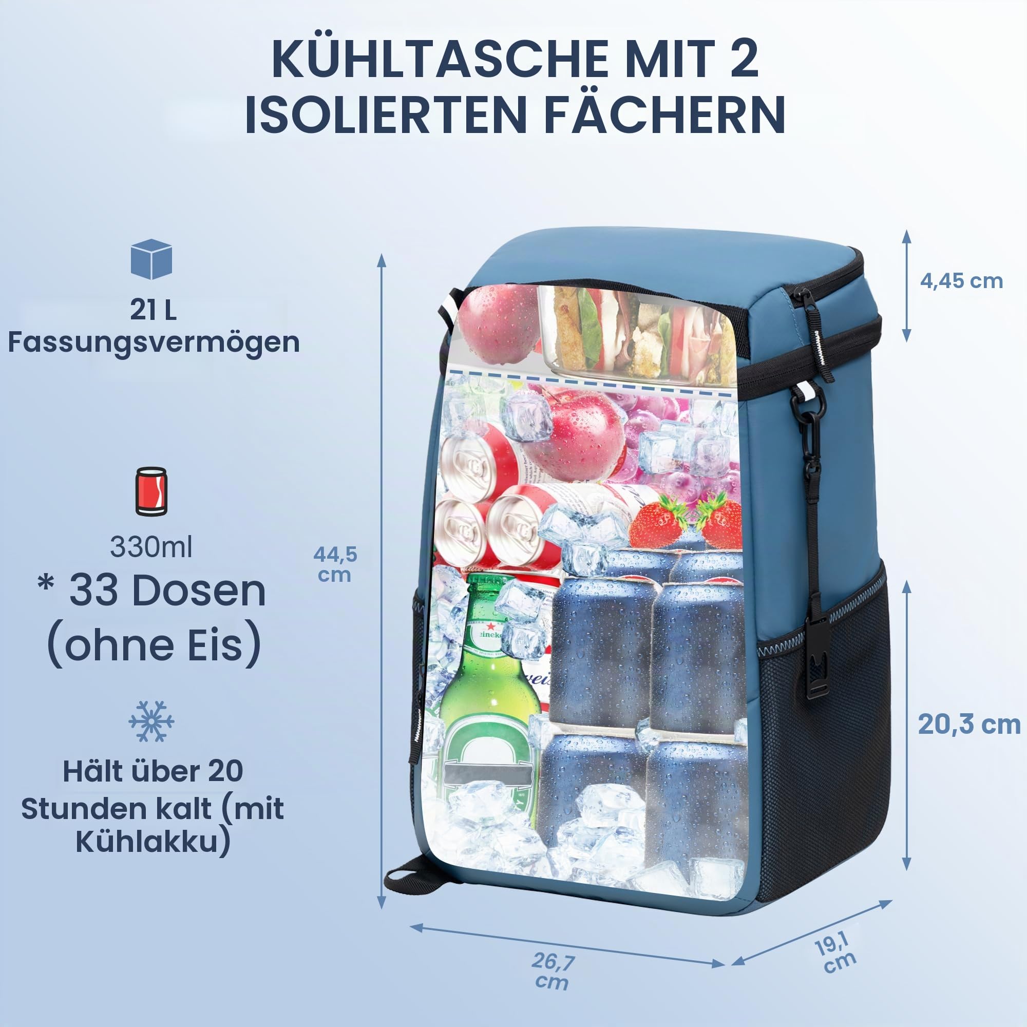 SPARTER Rucksack-Kühler, isoliert, auslaufsicher, 33 Dosen, wasserdicht, leicht, isoliert, Eistruhe, tragbare weiche Kühltasche für Strand, Reisen, Camping, Mittagessen