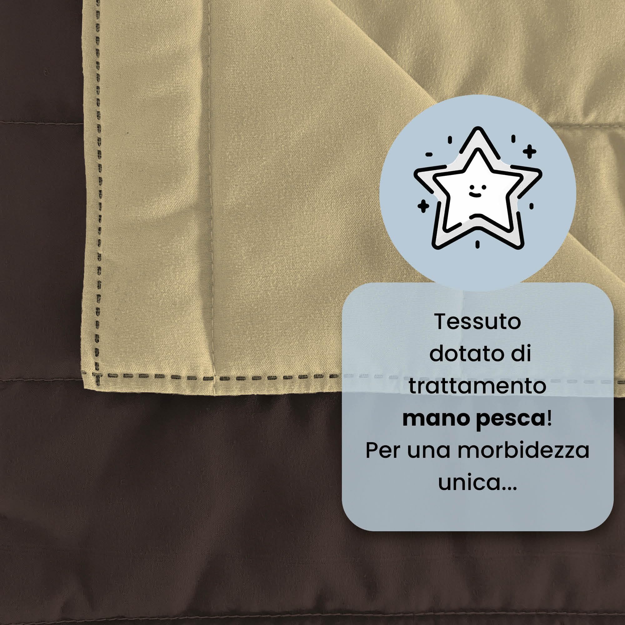 TRAPUNTINO ESTIVO ELEGANT NO STIRO - Made in Italy - Copriletto Matrimoniale 260x270 cm in Morbida Microfibra - Tinta Unita - DoubleFace - Trapunta 100 g - Marrone/Panna