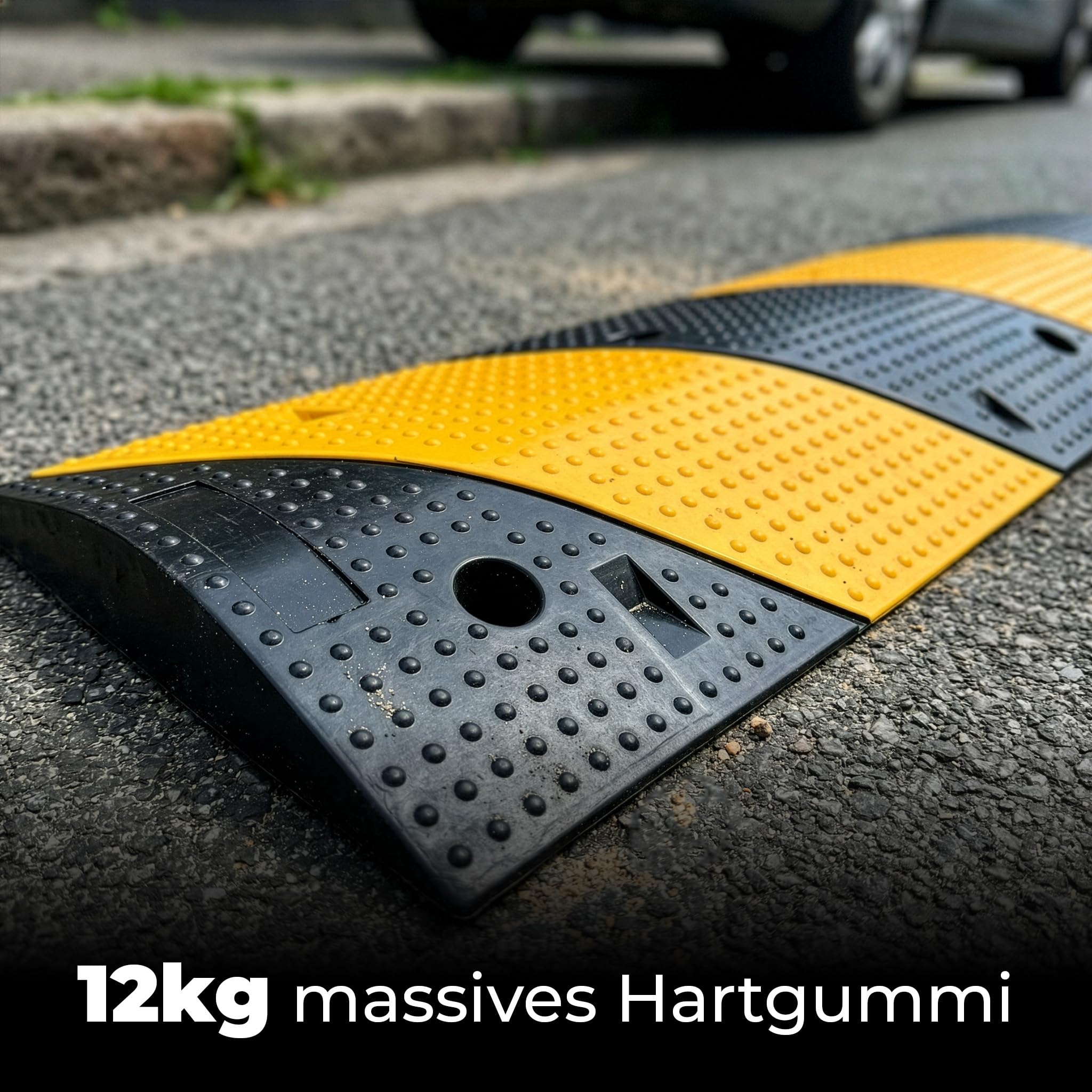 KARAT Gummi Bodenschwelle Hochwertige Fahrbahnschwelle für Effektive Geschwindigkeitsbegrenzung Temposchwelle Schwarz-Gelb 100 x 30 x 5 cm Pico