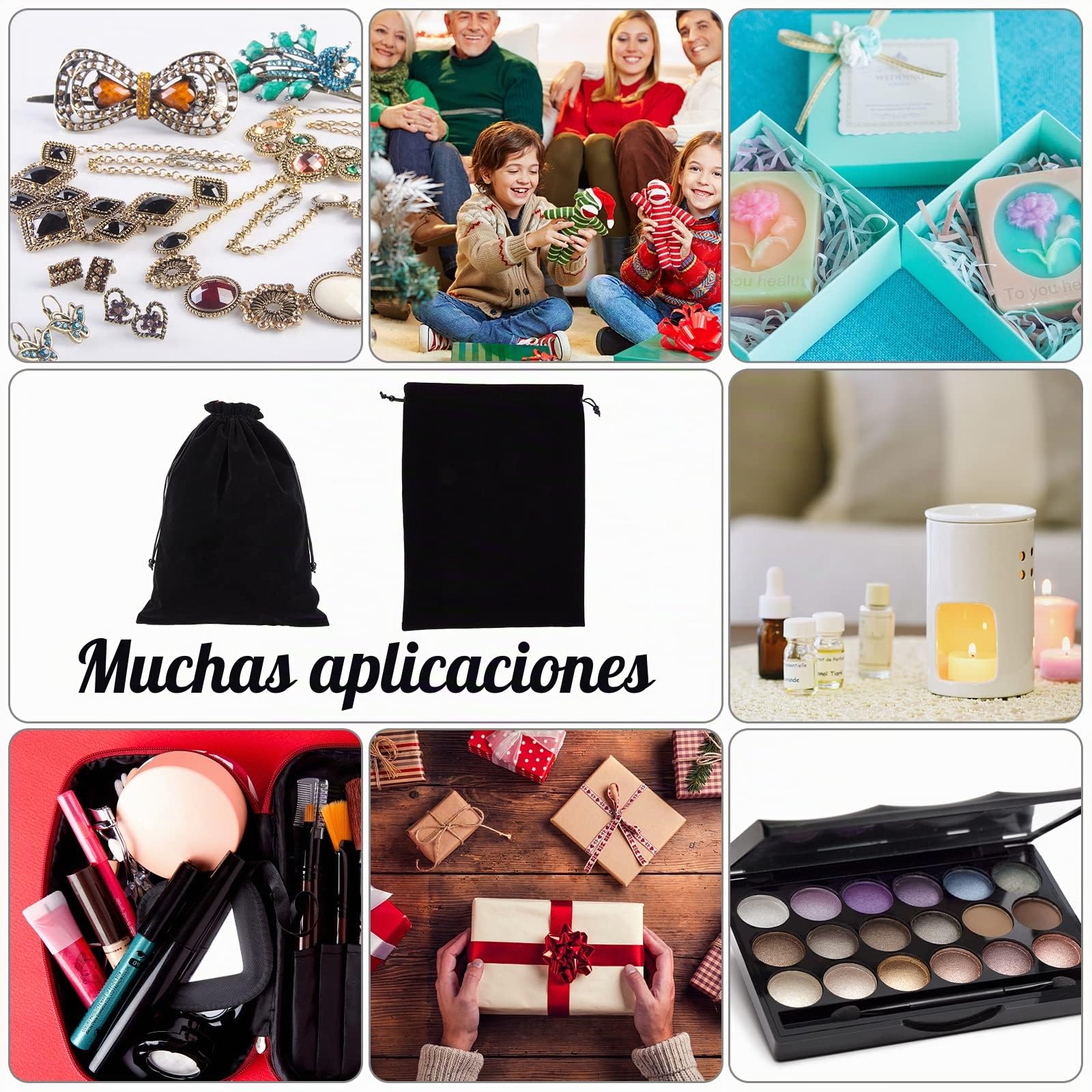 NBEADS 2 pz Bolsa Grande de Terciopelo Negro con Cordón, 37 x 28 cm, Rectangular para Bodas, Caramelos y Almacenamiento de Regalo