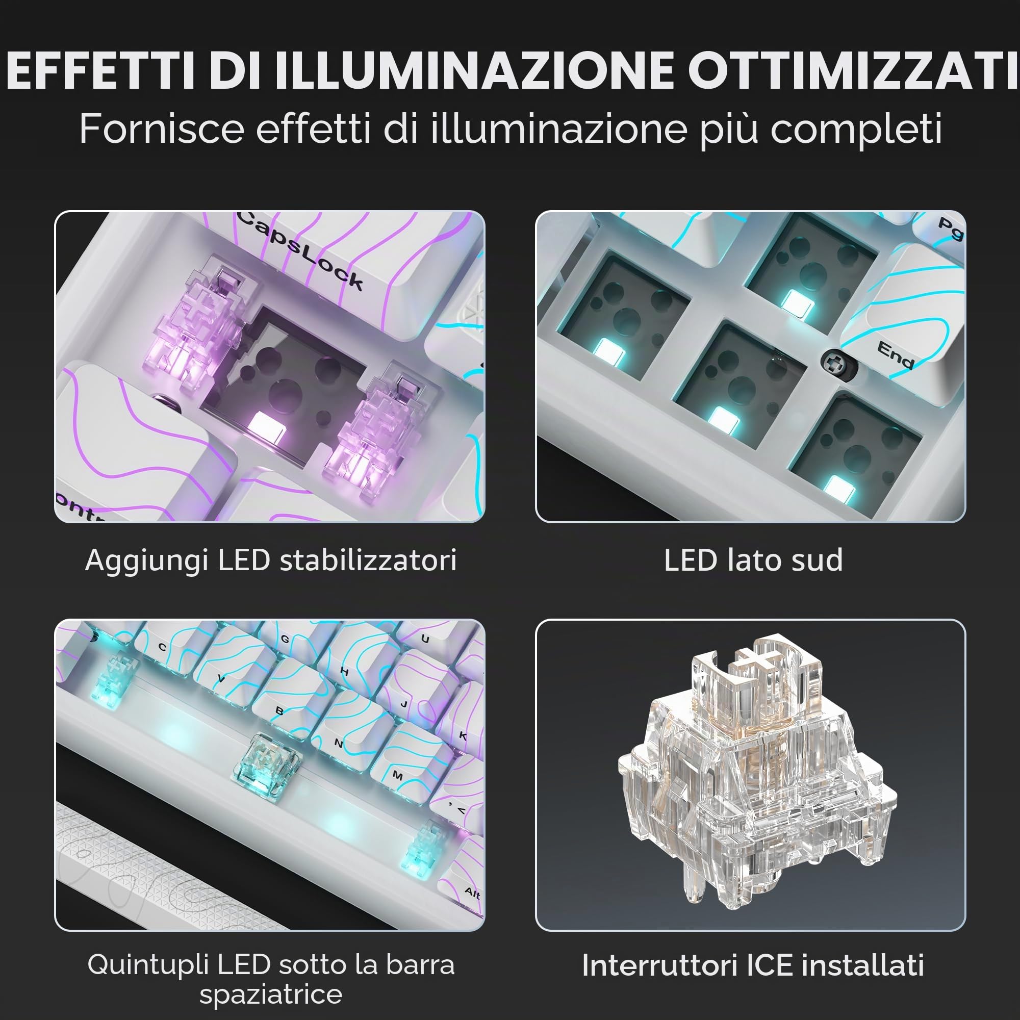 HITIME XVX M67 Tastiera wireless 60% per cento, tastiera topografica da gioco QMK/VIA, tastiera meccanica a tre modalità Thocky cremosa, montaggio con guarnizione sostituibile a caldo, tecnologia RGB