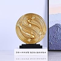 Vista 4 de Feng Shui Decor Fish Statue, Modern Art Koi Fish Good Fortune Sculptures for Mantle, Living Room, Bookshelf, Dining Table Centerpieces, Office Feng