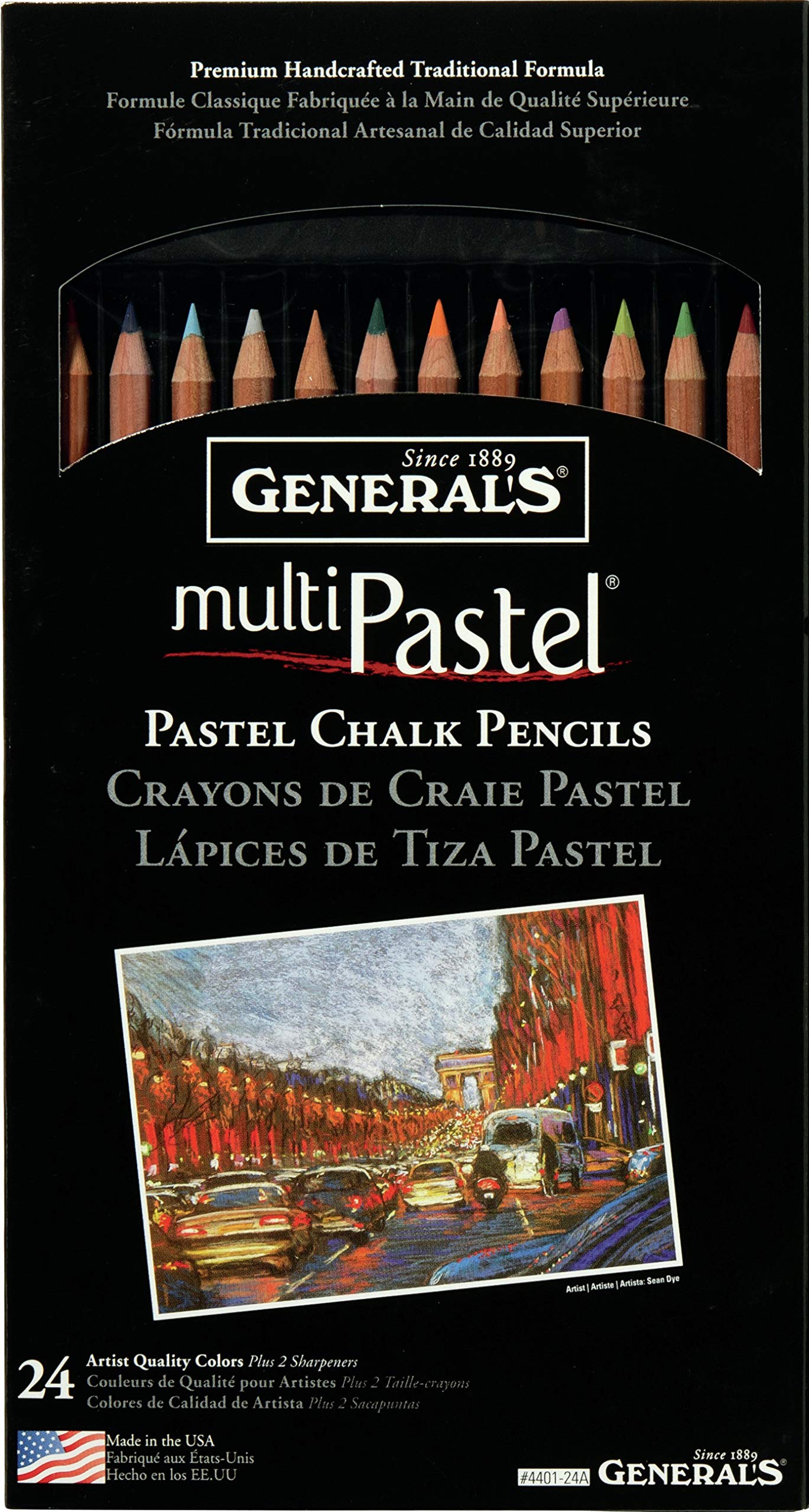 Generals G4401-24A Pastel Chalk Pencil Set of 24 by Generals