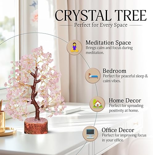 Miniatura 40 de YATSKIA - Árbol de cristal turquesa Feng Shui, alambre, bonsái Buhha, estatua reiki, Chakra curativo energía positiva, buena suerte dinero regalos
