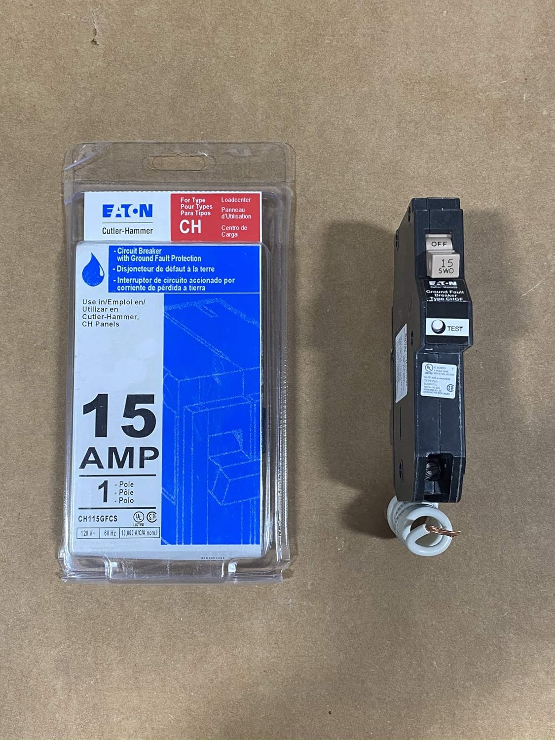 CUTLER-HAMMER CH115GF 1 Pole 15 Amp Ground Fault