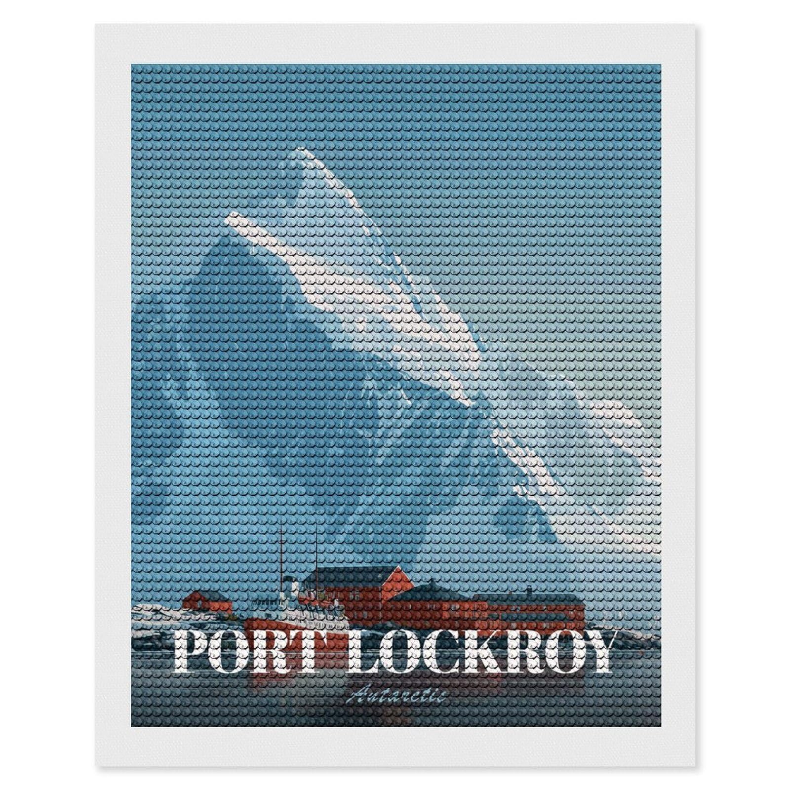 Junmoney Port Lockroy, Antarctica Travel Diamond Painting Set 16"x20", Holiday Gift Idea, for Creative Relaxation, Fun Craft Experience, Vintage Style Decor