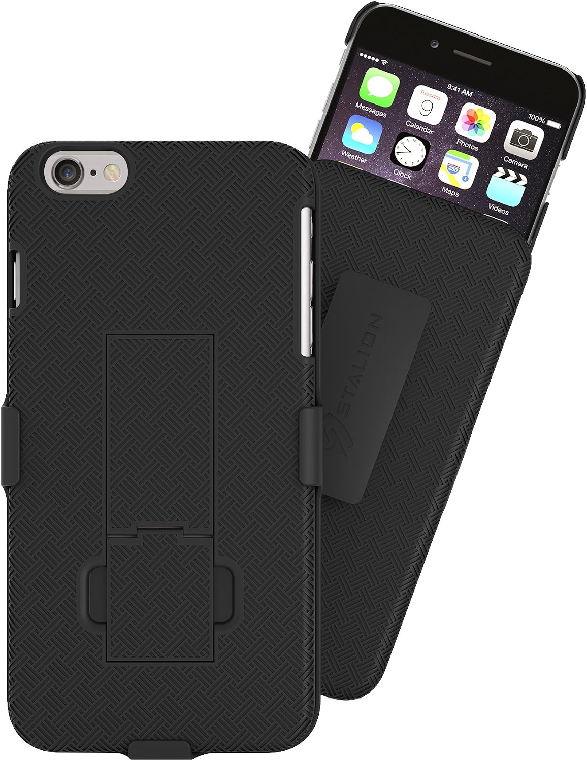 Stalion Holster Case Belt Clip with Kickstand for iPhone 6 6s (4.7" Inch)(Jet Black)