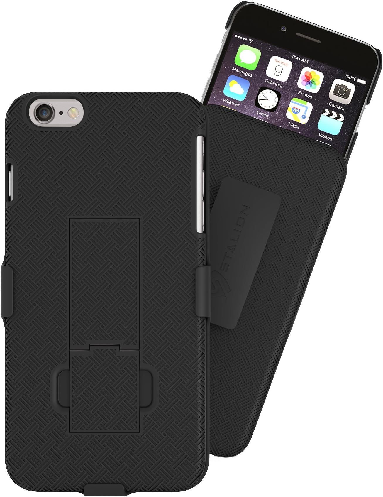 Stalion Holster Case Belt Clip with Kickstand for iPhone 6 6s (4.7" Inch)(Jet Black)