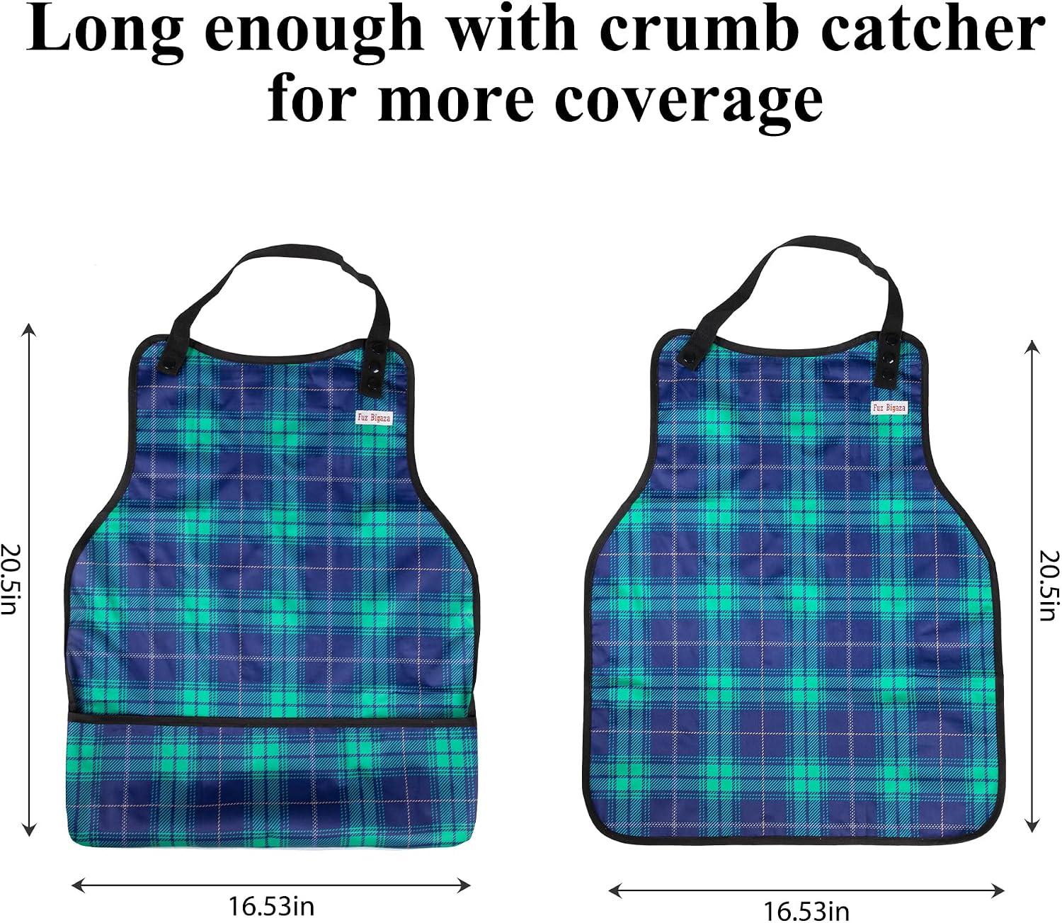 3 Pack Adult Bibs Washable Clothing Protector with Crumb Catcher, Adjustable Reusable Waterproof Large Feeding Adult Bib
