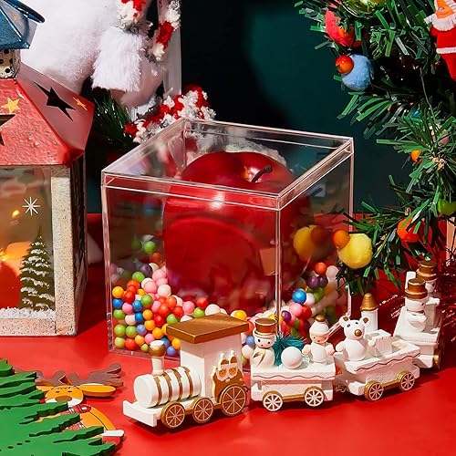 Miniatura 4 de Blulu 8 cajas de acrílico transparente con tapa, caja de almacenamiento de plástico para joyas, mini cubos para dulces y joyas pequeñas (3.9 x 3.9 x