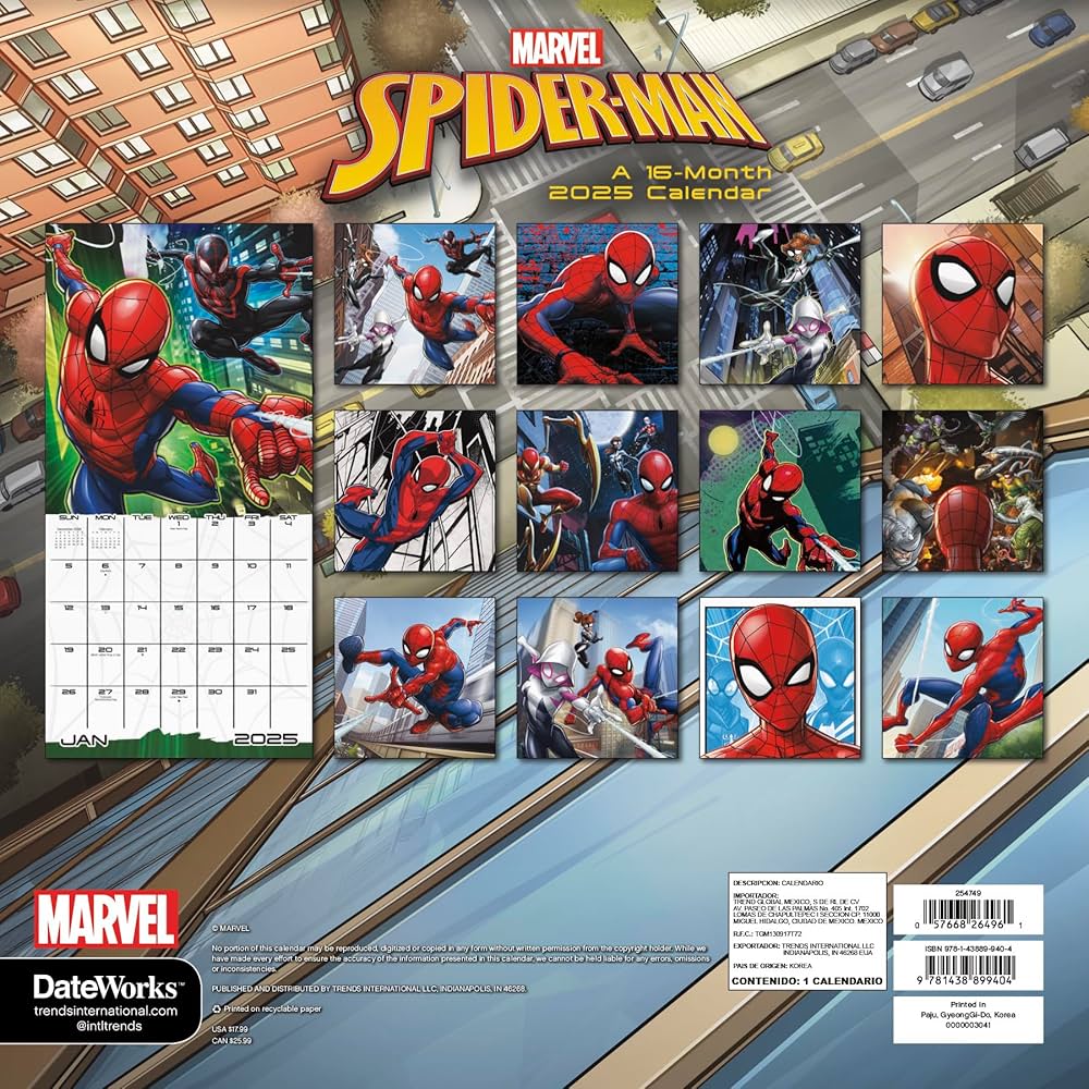 2025 Marvel Spider-Man Wall Calendar: Trends International: 9781438899404: Amazon.com: Books
