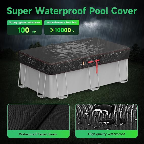 9x18Ft Rectangular Pool Cover for Above Ground Pools, Solar Cover for Above Ground Pools with Accessories, Winter Cover Ideal for Waterproof and Dustproof