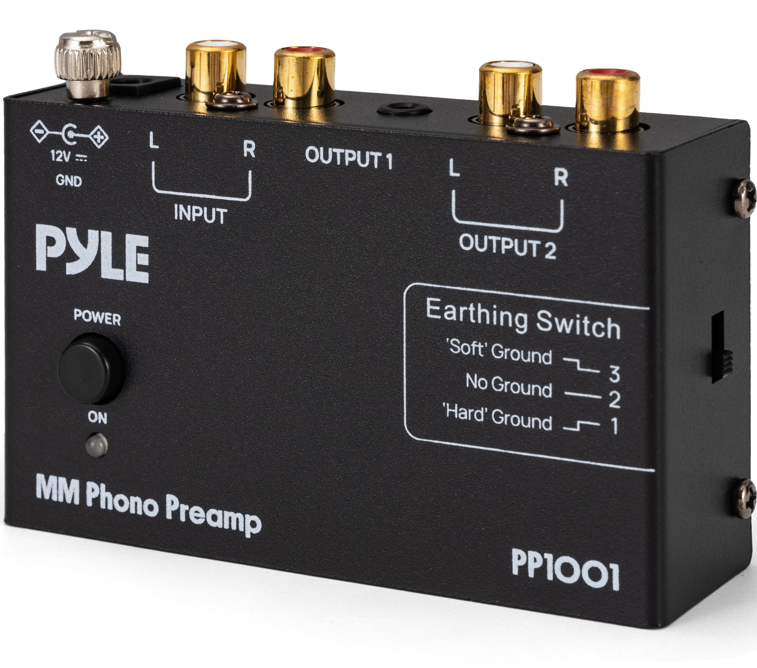 Pyle Preamplificatore Phono per giradischi, Hi-Fi Compact Stereo Preamplificatore con RIAA EQ, RCA e uscita 3,5 mm, migliora il suono del vinile, basso rumore, cartuccia magnetica MM compatibile per
