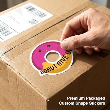 Personalised Waterproof Vinyl Stickers Decals- Contour Cut Custom Product Labels Sheet, Circle Large Logo Stickers, Durable Weatherproof Design for Business and Personal Bottle Label (Custom Shape)