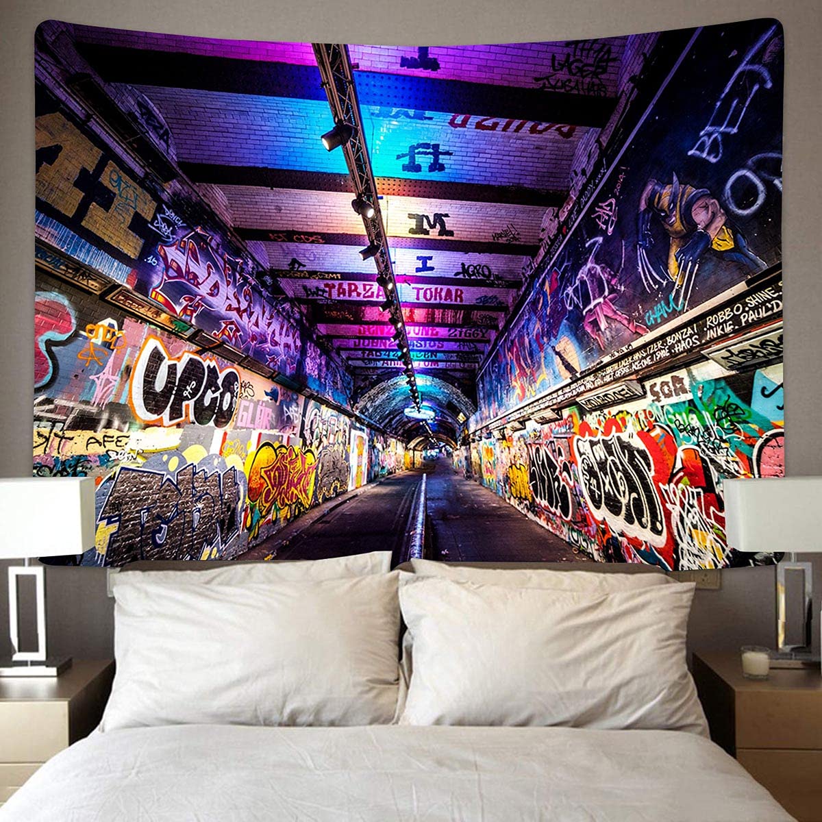 MEETSIOY Graffiti Wall Tapestry 80x60 Inches Street Creative Art Wall Art Hanging Decor GTLHMT1026