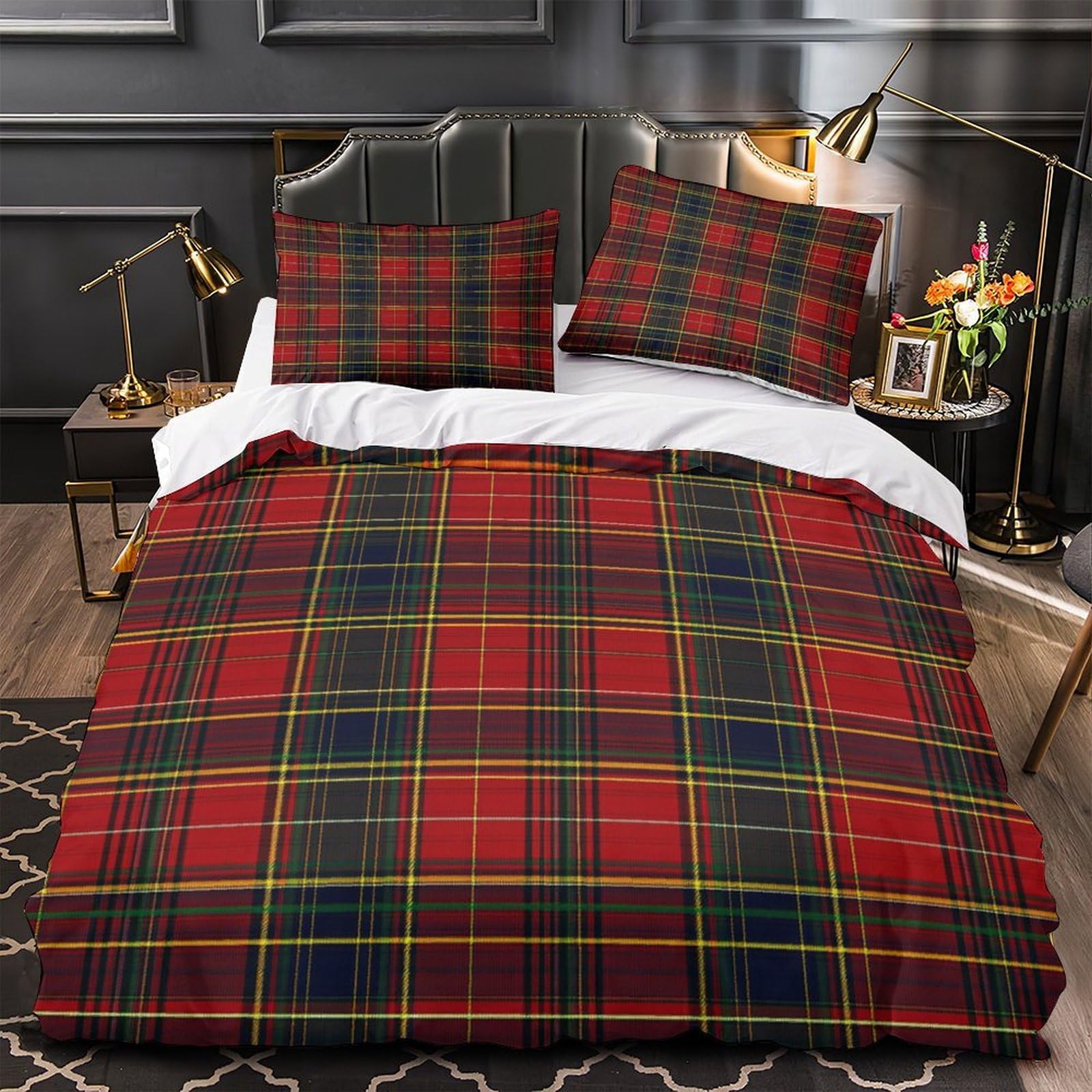 Housse de couette imprimé 3D microfibre pour lit king size parure facile d'entretien et douce