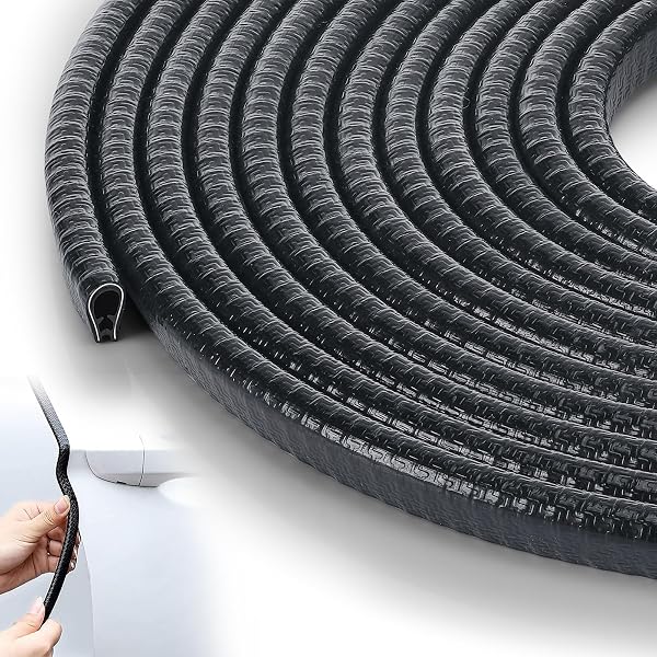Exsink Autotür Kantenschutz 5M, Autokantenverkleidung, Türschutz, U-förmig Gummikantenschutz Universal Fit Kein Kleber Selbstklebend, Für Auto SUV Limousine LKW MPV Kofferraum Motorhaube Blech - 1