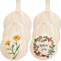 Yulejo 6 Pack Mini Wooden Cutting Boards with Handle - Unfinished Round Charcuterie Cheese Boards for DIY Crafts, Kitchen Serving & Rustic Decor