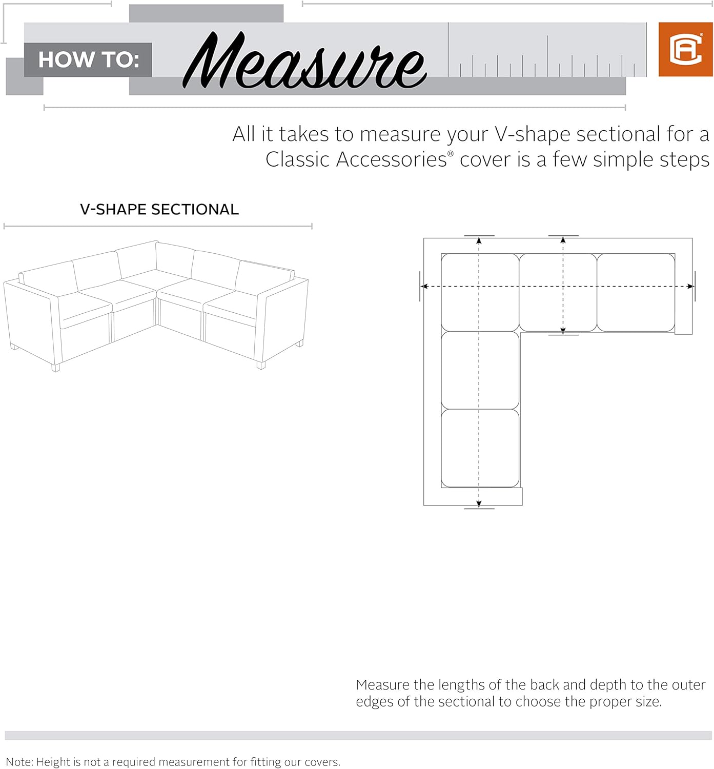 Classic Accessories Terrazzo Water-Resistant 100 Inch Patio V-Shaped Sectional Lounge Set Cover, Patio Furniture Covers