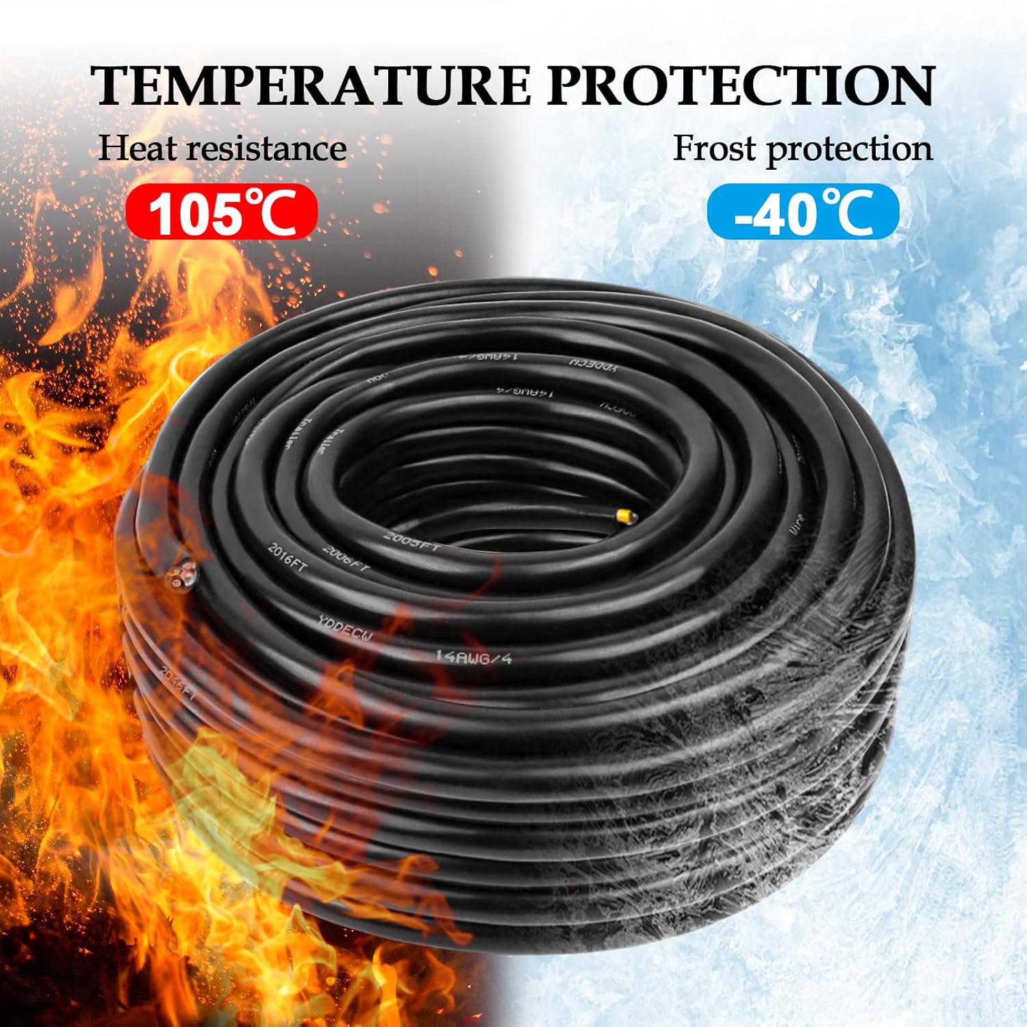 14/4 Mini Split Wire 200Ft - Yddecw Weatherproof 14 Awg 4 Co...