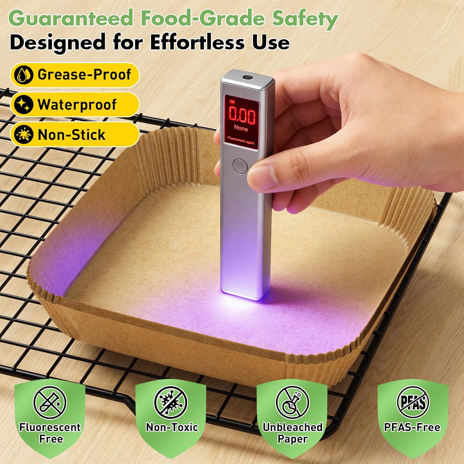 100Pcs 8 Inch Air Fryer Liners Disposable, Airfryer Paper Liners for 6-10QT, Liners Paper Oil Proof and Easy Cleanup, Non Stick Air Fryers Accessories, Baking Liners, Parchment Paper Sheet, Square