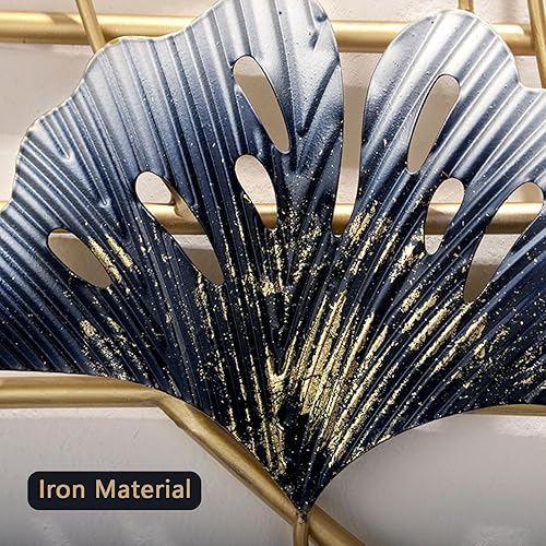 Miniatura 3 de Reloj de pared grande silencioso con diseño de hoja de ginkgo de metal creativo, funciona con pilas, para decoración de sala de estar, dorado, 40