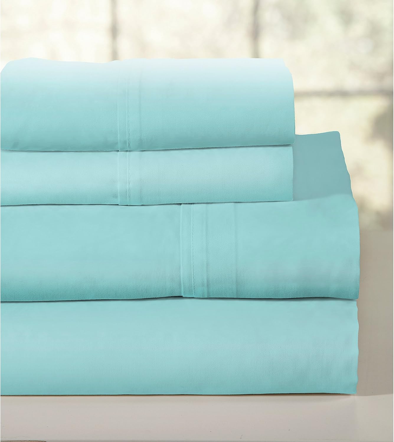 Lullaby Bedding 200 Thread Count Combed Cotton Sheet Set Queen, Aqua