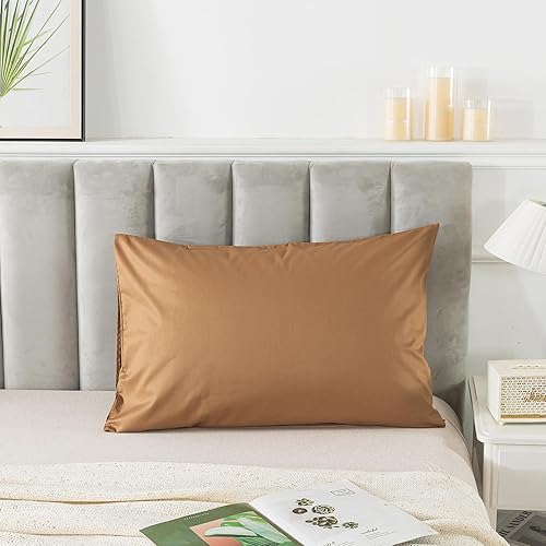 Miniatura 10 de Fundas de almohada de algodón lavado, paquete de 2 fundas de almohada suaves con cierre de sobre, transpirables, color gris, tamaño Queen (20 x 30