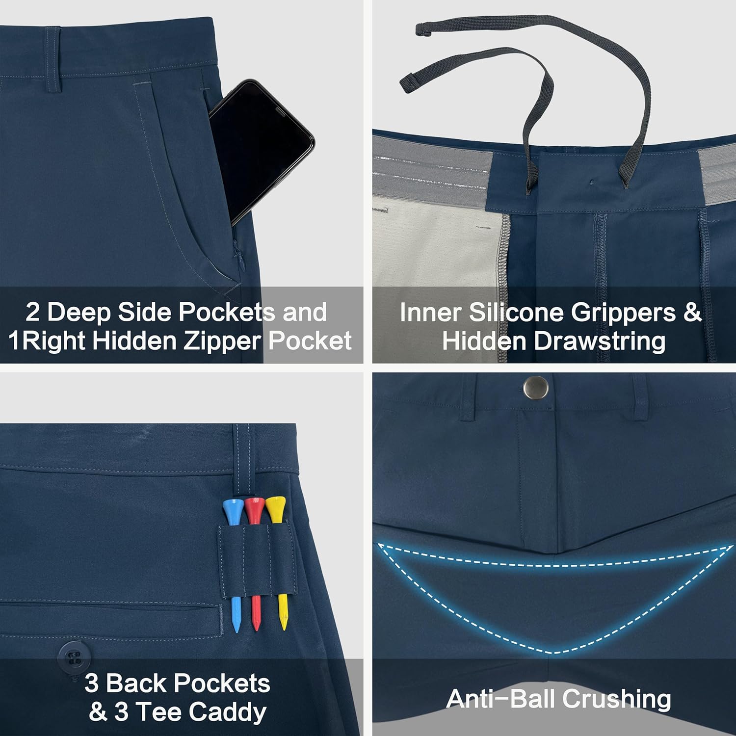 JWM Men's Golf Dress Pant Stretch - 30"/32"/34" Work Business Casual Comfy Trousers Slacks Quick Dry Lightweight 5 Pockets