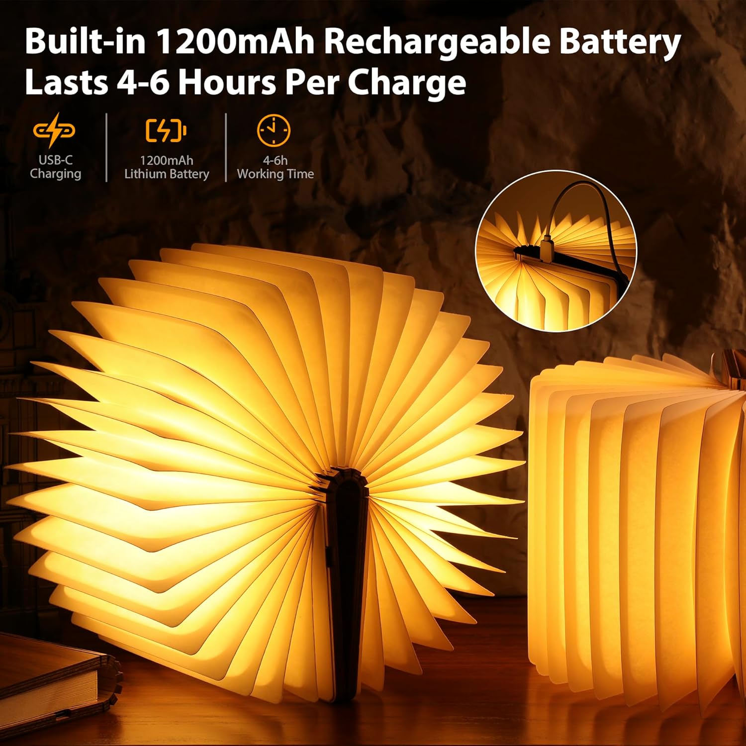 Unique Gifts for Book Lovers Women, 12 Colors Portable Book Lamp with Remote, Folding Book Light, Lovely Gift for Christmas, Birthday, Back to School & Bookshelf & Home Decor (Walnut)