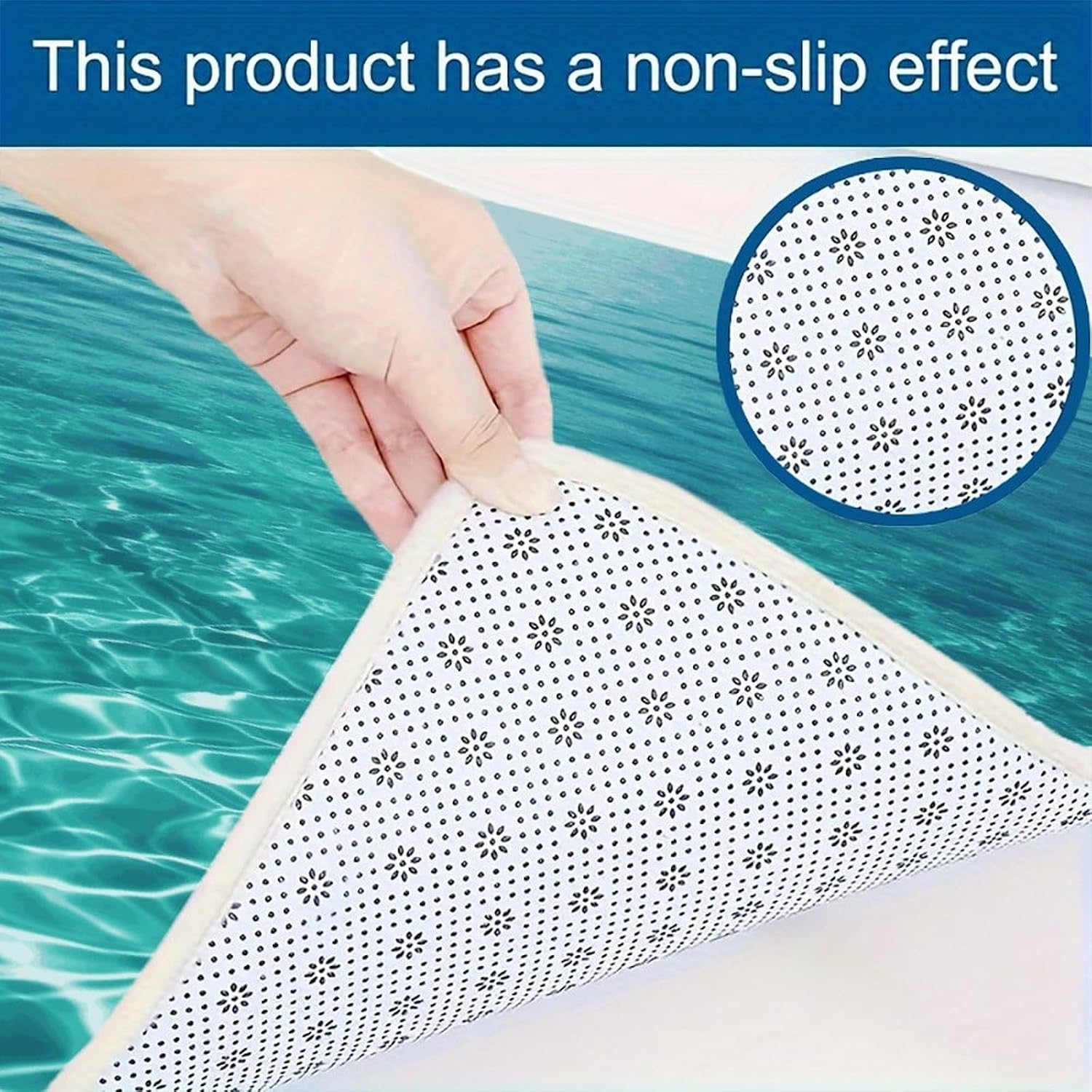 Blue Aqua Pool Water 3-Piece Kitchen Rug Indoor Door Mat | Non-Slip Kitchen Mat for Profile Absorbent, Moisture-Wicking and Breathable for Bathroom Laundry Room Bedroom Home Decor