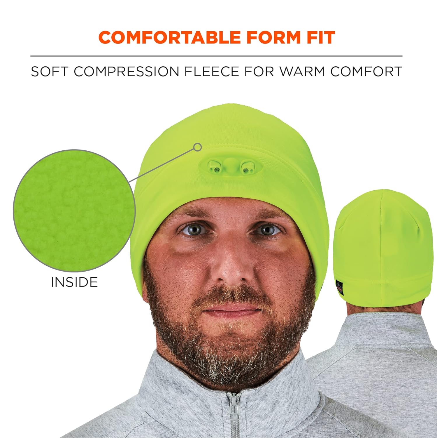 Skull Cap Beanie Hat with LED Lights, Ergodyne N-Ferno 6804