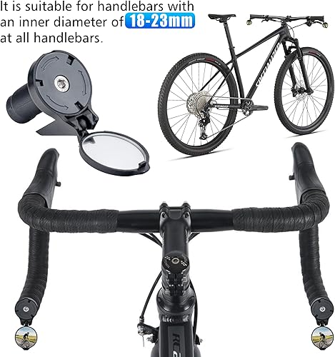 Miniatura 2 de Paquete de 2 espejos retrovisores para barra de bicicleta, espejo retrovisor de vidrio convexo HD ajustable para bicicleta de carretera, extremo de