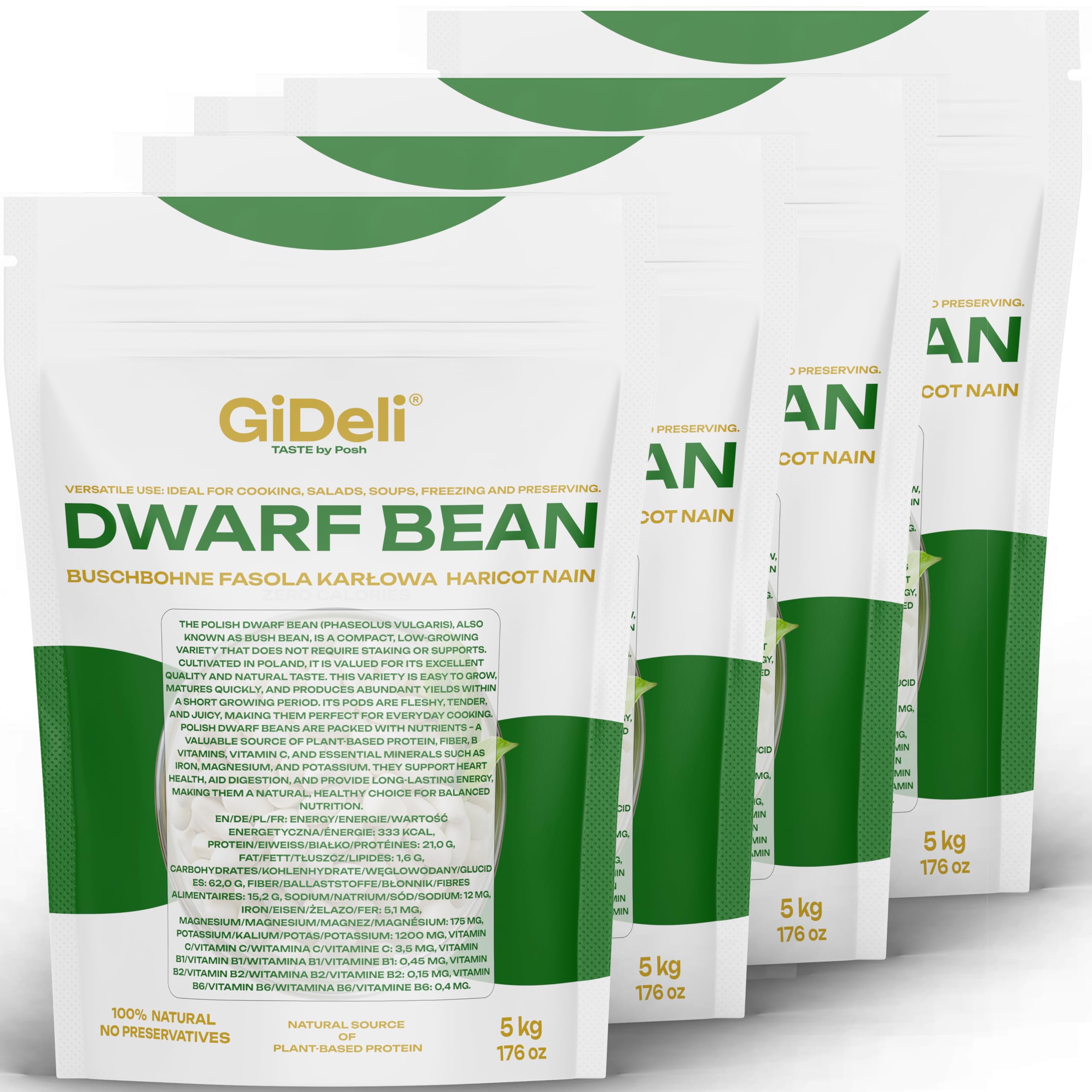 GiDeli Weiße Bohnen Getrocknet 4 x 5kg - proteinreich, natürliche Hülsenfrüchte ohne Zusätze - ideal für Suppen, Eintöpfe, Salate - Küche, Gastronomie, Catering