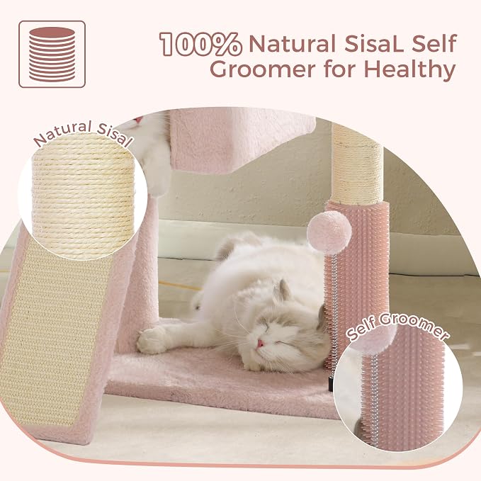 Árbol para Gatos Pequeño Compacto 28" Rosa miniatura 5