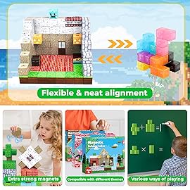 GraceDuck Magnetic Blocks - 150 PCS Build Magnetic Windmill Falls Homes - Magnetics Toys for Montessori Toddler Christmas Birthday Gifts - STEM Sensory Toys for 3 4 5 6 7 8 9 10 Year Old Boys & Girls